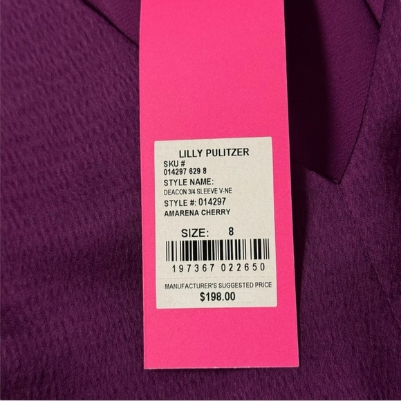 NWT Lilly Pulitzer Deacon Dress Sz 8 V-Neck Cherry Purple Event - Picture 15 of 15